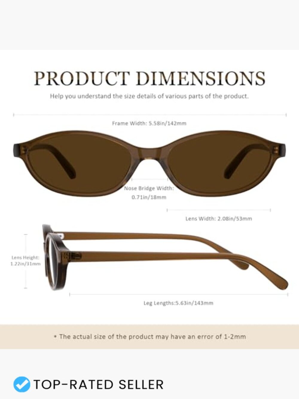 Retro Oval Cat Eye Sunglasses Y2K 90s UV400 Protection Lightweight Narrow Shades - Picture 6 of 7